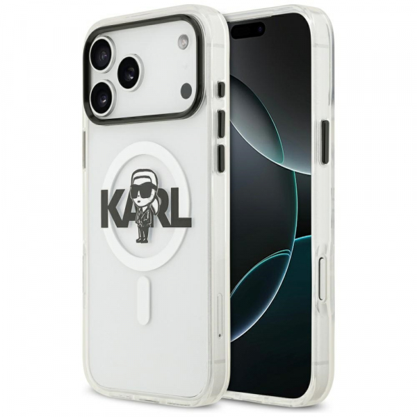 Husa MagSafe pentru Apple iPhone 18 Pro Max / 17 Pro Max, Karl Lagerfeld, IML Sketch Logo Karl, Transparenta
