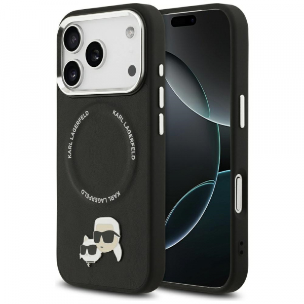 Husa MagSafe pentru Apple iPhone 18 Pro Max / 17 Pro Max, Karl Lagerfeld, Karl & Choupette Pins, Neagra