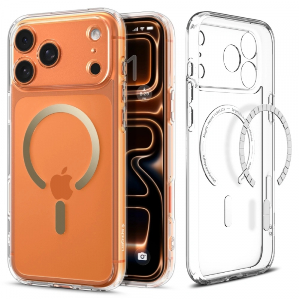 Husa MagSafe pentru Apple iPhone 18 Pro Max / 17 Pro Max, Spigen, Ultra Hybrid, Aurie Transparenta ACS10284