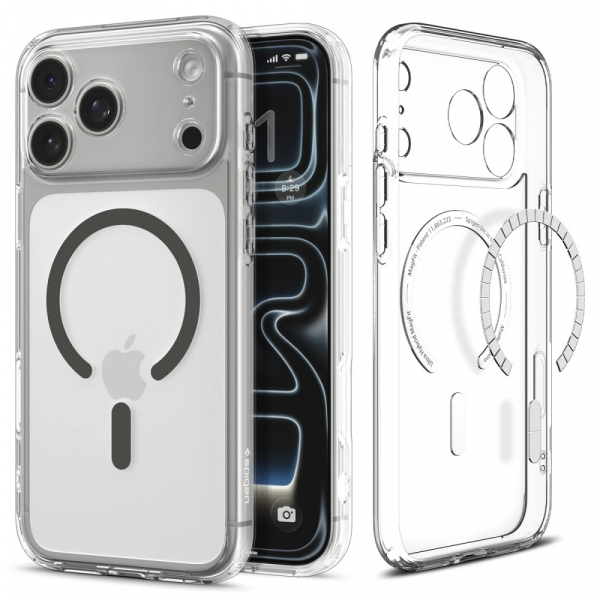 Husa MagSafe pentru Apple iPhone 18 Pro Max / 17 Pro Max, Spigen, Ultra Hybrid, Gri ACS10283