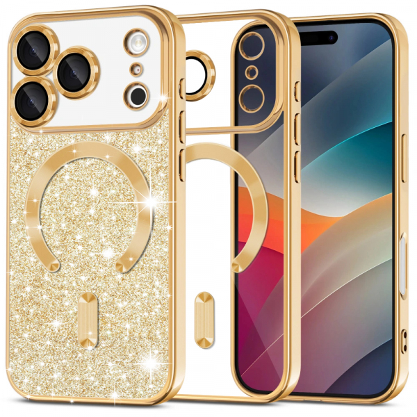 Husa MagSafe pentru Apple iPhone 18 Pro Max / 17 Pro Max, Techsuit, Luxury Glitter, Aurie