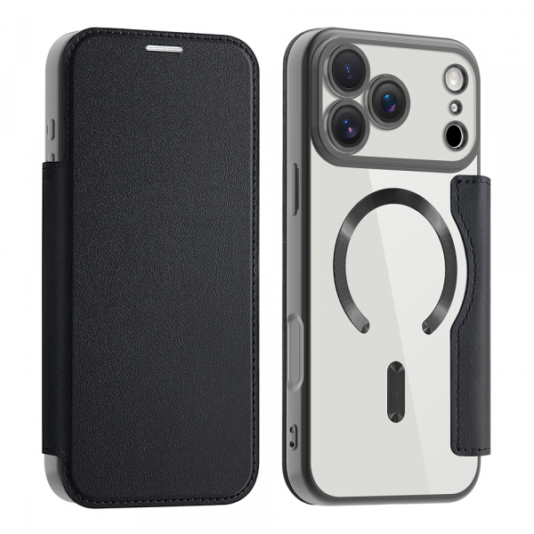 Husa MagSafe pentru Apple iPhone 18 Pro Max / 17 Pro Max, Techsuit, SmartMag Book, Neagra