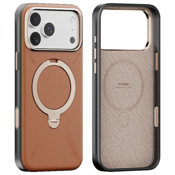 Husa MagSafe pentru Apple iPhone 18 Pro Max / 17 Pro Max, Torras, QPRO Leather, Maro