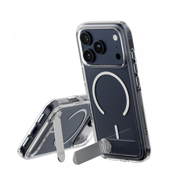 Husa MagSafe pentru Apple iPhone 18 Pro / 17 Pro, PanzerGlass, Care Feature Kickstand, Transparenta