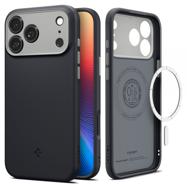 Husa MagSafe pentru Apple iPhone 18 Pro / 17 Pro, Spigen, Caseology Nano Pop, Neagra ACS10328
