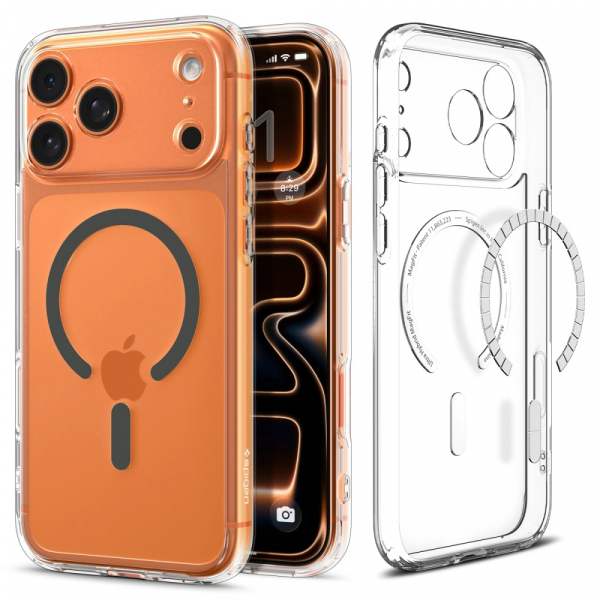 Husa MagSafe pentru Apple iPhone 18 Pro / 17 Pro, Spigen, Ultra Hybrid, Gri ACS10347