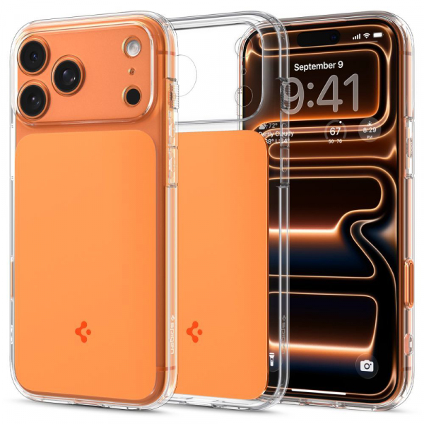 Husa MagSafe pentru Apple iPhone 18 Pro / 17 Pro, Spigen, Ultra Hybrid T, Portocalie ACS10477
