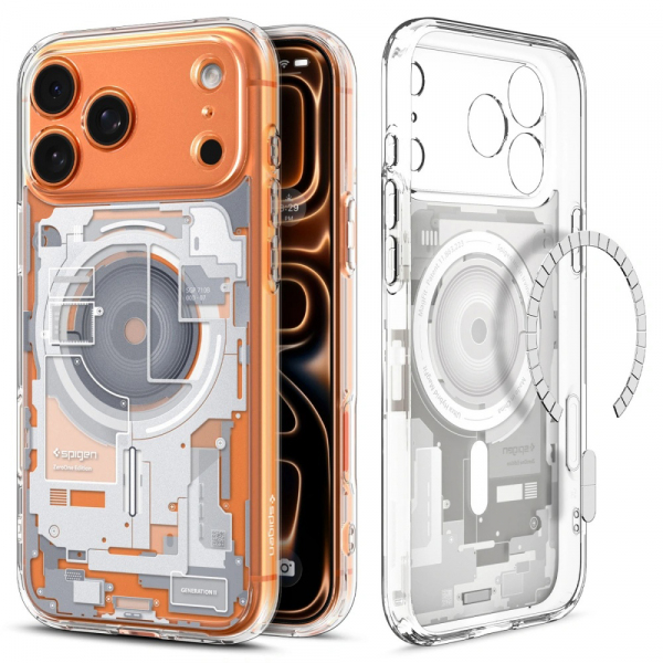 Husa MagSafe pentru Apple iPhone 18 Pro / 17 Pro, Spigen, Ultra Hybrid Zero One, Alba ACS10351