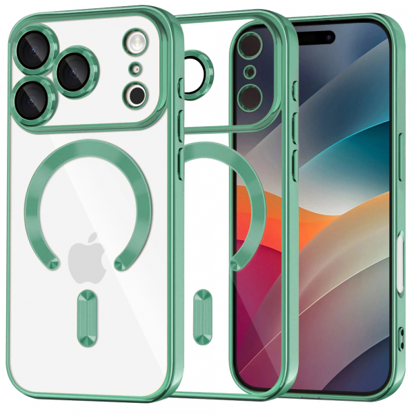 Husa MagSafe pentru Apple iPhone 18 Pro / 17 Pro, Techsuit, Luxury Crystal, Verde Deschis