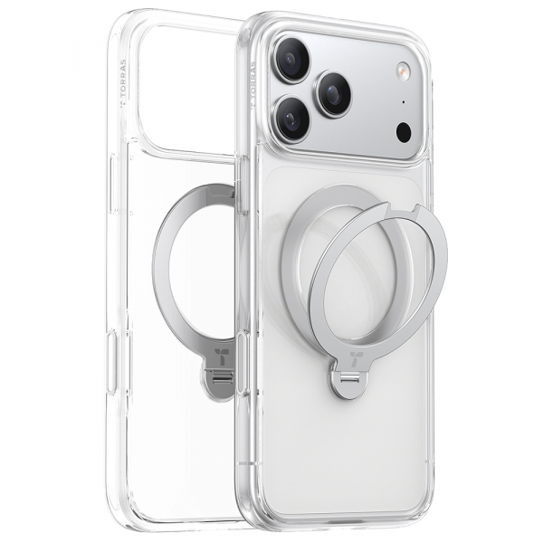 Husa MagSafe pentru Apple iPhone 18 Pro / 17 Pro, Torras, Ostand Spin, Transparenta