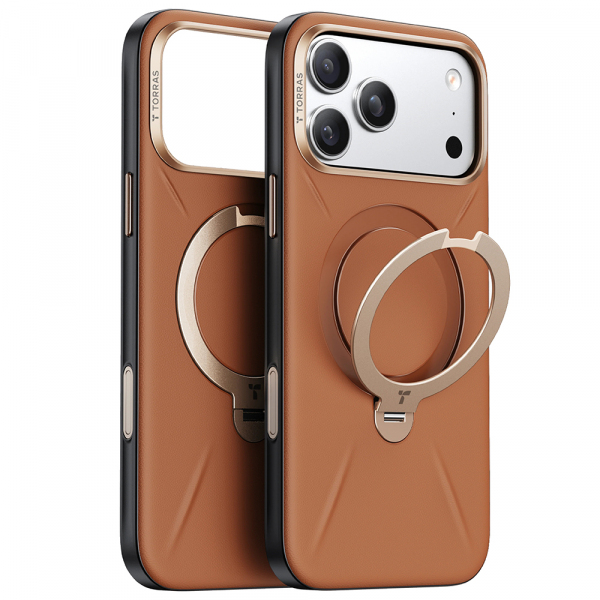 Husa MagSafe pentru Apple iPhone 18 Pro / 17 Pro, Torras, QPRO Leather, Maro