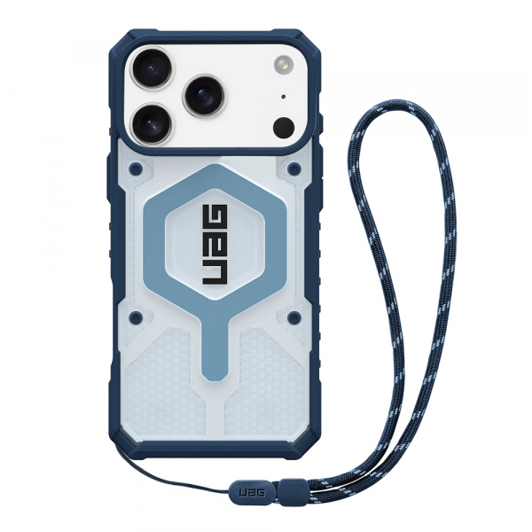 Husa MagSafe pentru Apple iPhone 18 Pro / 17 Pro, Urban Armor Gear, Pathfinder Clear with Lanyard, Albastra