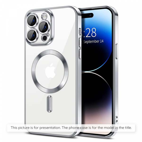 Husa MagSafe pentru Apple iPhone 17, Techsuit, Luxury Crystal, Argintie