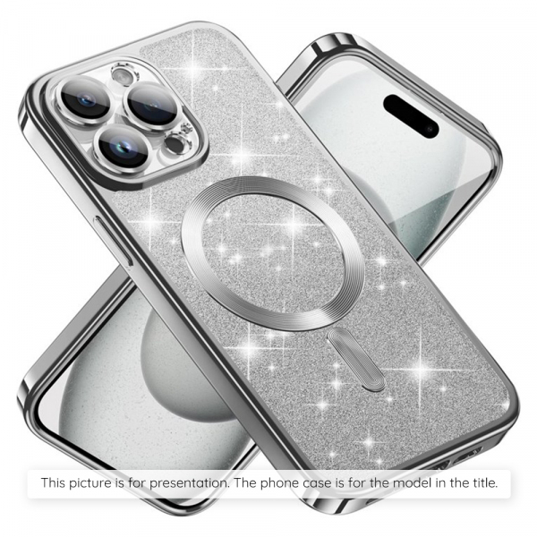 Husa MagSafe pentru Apple iPhone 17, Techsuit, Luxury Glitter, Argintie