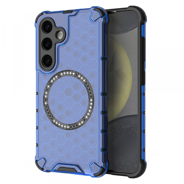 Husa MagSafe pentru Samsung Galaxy S24 S921, Techsuit, HoneyComb Shield, Albastra