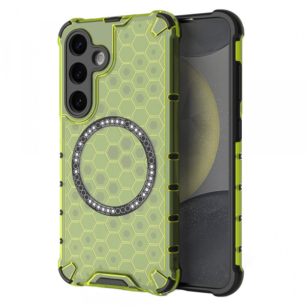 Husa MagSafe pentru Samsung Galaxy S24 S921, Techsuit, HoneyComb Shield, Verde