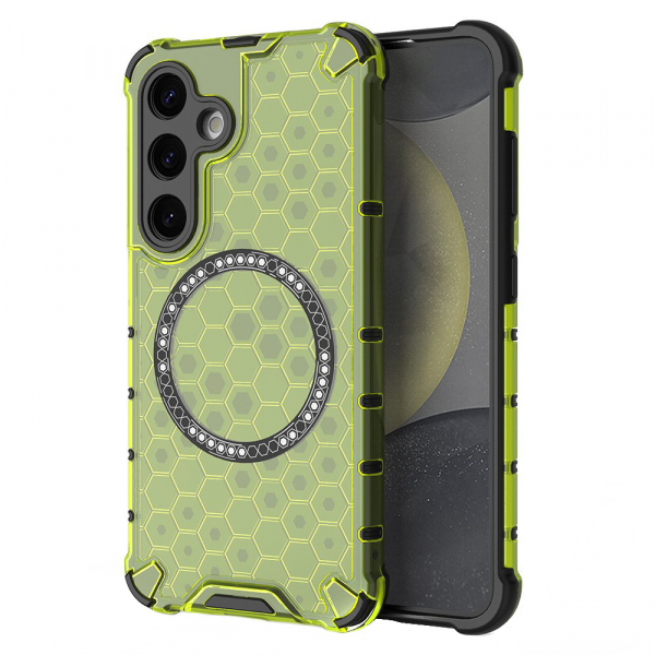 Husa MagSafe pentru Samsung Galaxy S25 S931, Techsuit, HoneyComb Shield, Verde