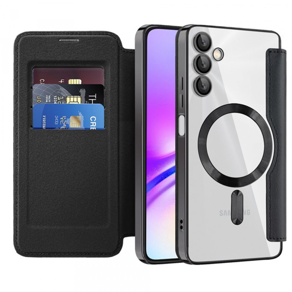 Husa MagSafe pentru Samsung Galaxy A05s A057, Techsuit, SmartMag Book, Neagra