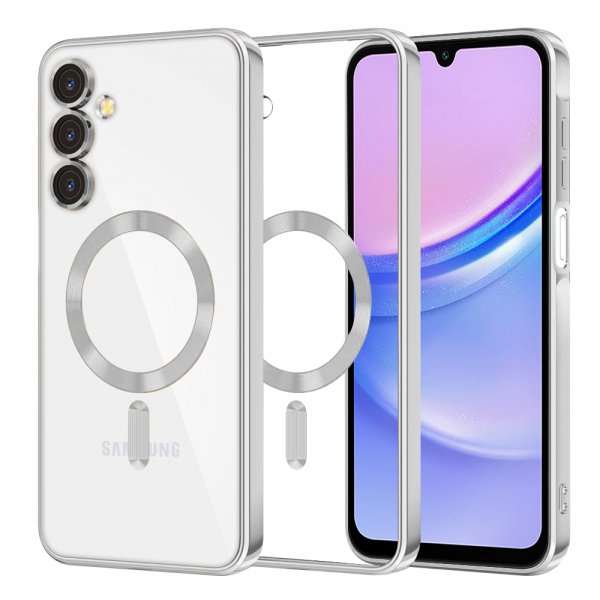 Husa MagSafe pentru Samsung Galaxy A15 5G A156 / A15 A155, Techsuit, Luxury Crystal, Argintie