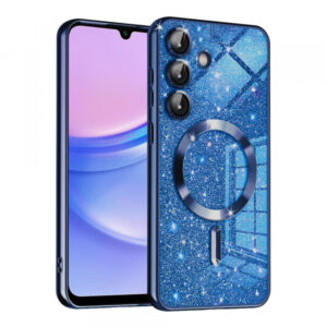 Husa MagSafe pentru Samsung Galaxy A15 5G A156 / A15 A155, Techsuit, Luxury Glitter, Albastra Inchis