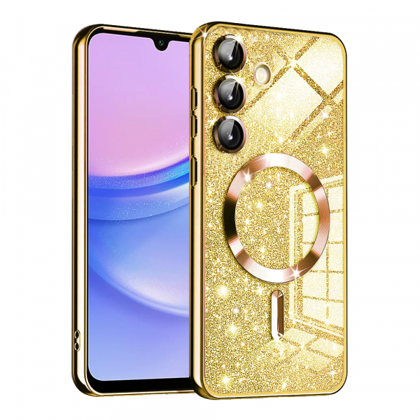 Husa MagSafe pentru Samsung Galaxy A15 5G A156 / A15 A155, Techsuit, Luxury Glitter, Aurie