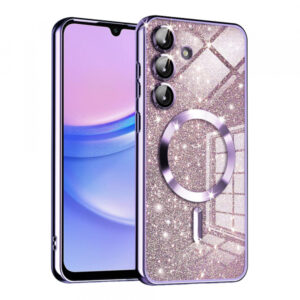 Husa MagSafe pentru Samsung Galaxy A15 5G A156 / A15 A155, Techsuit, Luxury Glitter, Mov Deschis