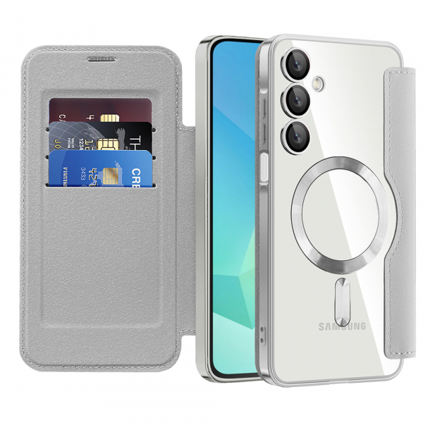 Husa MagSafe pentru Samsung Galaxy A16 5G A166 / A16 4G A165, Techsuit, SmartMag Book, Gri