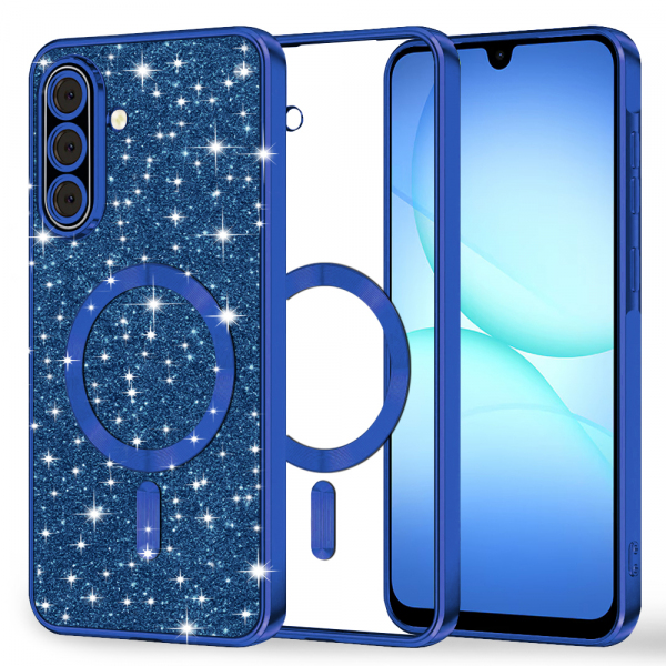 Husa MagSafe pentru Samsung Galaxy A18 5G A186 / A18 4G A185 / F17 / M17 / A17 4G A175, Techsuit, Luxury Glitter, Albastra Inchis