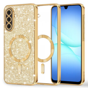Husa MagSafe pentru Samsung Galaxy A18 5G A186 / A18 4G A185 / F17 / M17 / A17 4G A175, Techsuit, Luxury Glitter, Aurie