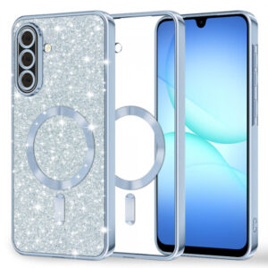 Husa MagSafe pentru Samsung Galaxy A18 5G A186 / A18 4G A185 / F17 / M17 / A17 4G A175, Techsuit, Luxury Glitter, Bleu