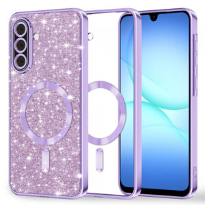 Husa MagSafe pentru Samsung Galaxy A18 5G A186 / A18 4G A185 / F17 / M17 / A17 4G A175, Techsuit, Luxury Glitter, Mov Deschis