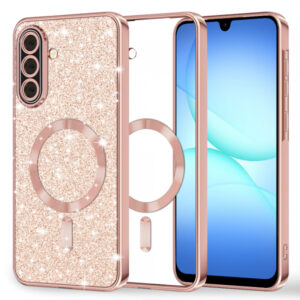 Husa MagSafe pentru Samsung Galaxy A18 5G A186 / A18 4G A185 / F17 / M17 / A17 4G A175, Techsuit, Luxury Glitter, Roz