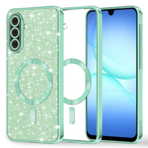 Husa MagSafe pentru Samsung Galaxy A18 5G A186 / A18 4G A185 / F17 / M17 / A17 4G A175, Techsuit, Luxury Glitter, Verde Deschis