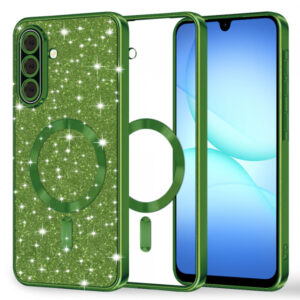 Husa MagSafe pentru Samsung Galaxy A18 5G A186 / A18 4G A185 / F17 / M17 / A17 4G A175, Techsuit, Luxury Glitter, Verde Inchis