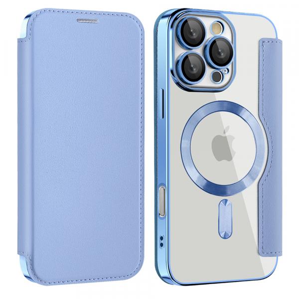 Husa MagSafe pentru Samsung Galaxy A18 5G A186 / A18 4G A185 / F17 / M17 / A17 4G A175, Techsuit, SmartMag Book, Bleu