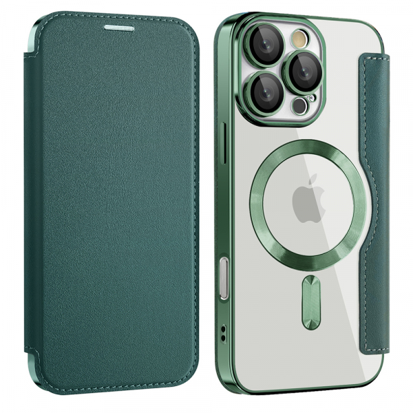 Husa MagSafe pentru Samsung Galaxy A18 5G A186 / A18 4G A185 / F17 / M17 / A17 4G A175, Techsuit, SmartMag Book, Verde