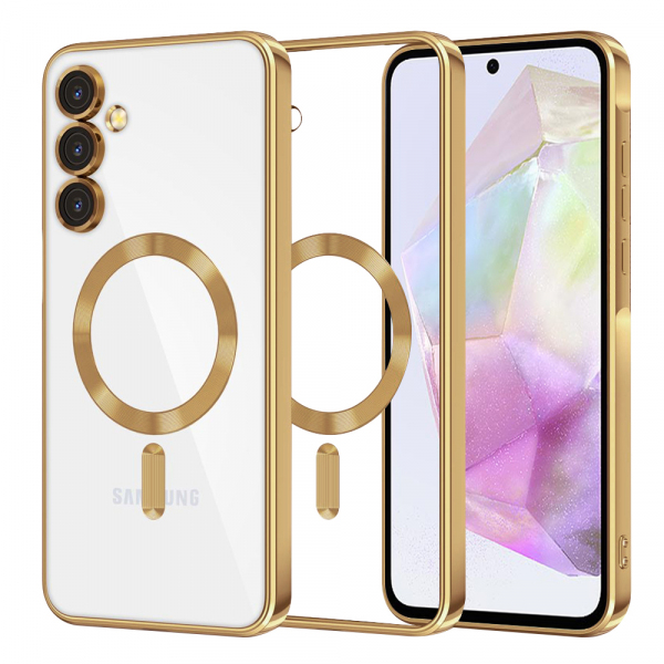 Husa MagSafe pentru Samsung Galaxy A35 5G A356, Techsuit, Luxury Crystal, Aurie