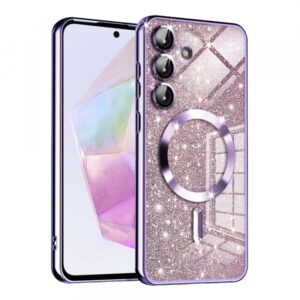 Husa MagSafe pentru Samsung Galaxy A35 5G A356, Techsuit, Luxury Glitter, Mov Deschis