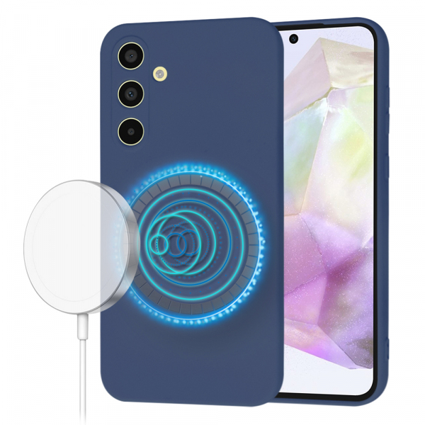 Husa MagSafe pentru Samsung Galaxy A35 5G A356, Techsuit, SoftFlex, Bleumarin