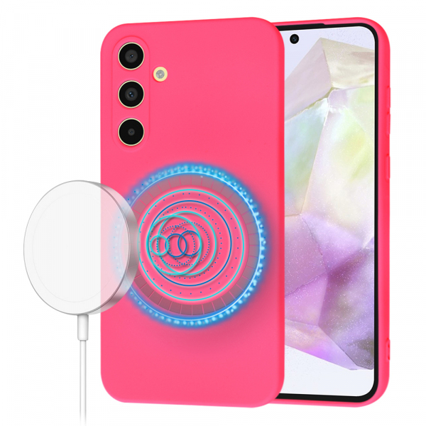 Husa MagSafe pentru Samsung Galaxy A35 5G A356, Techsuit, SoftFlex, Roz Inchis