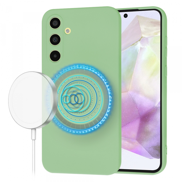 Husa MagSafe pentru Samsung Galaxy A35 5G A356, Techsuit, SoftFlex, Verde Deschis