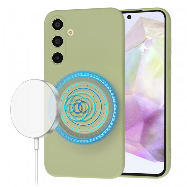 Husa MagSafe pentru Samsung Galaxy A35 5G A356, Techsuit, SoftFlex, Matcha