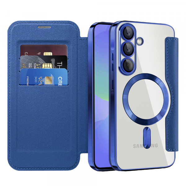 Husa MagSafe pentru Samsung Galaxy A36 A366, Techsuit, SmartMag Book, Albastra