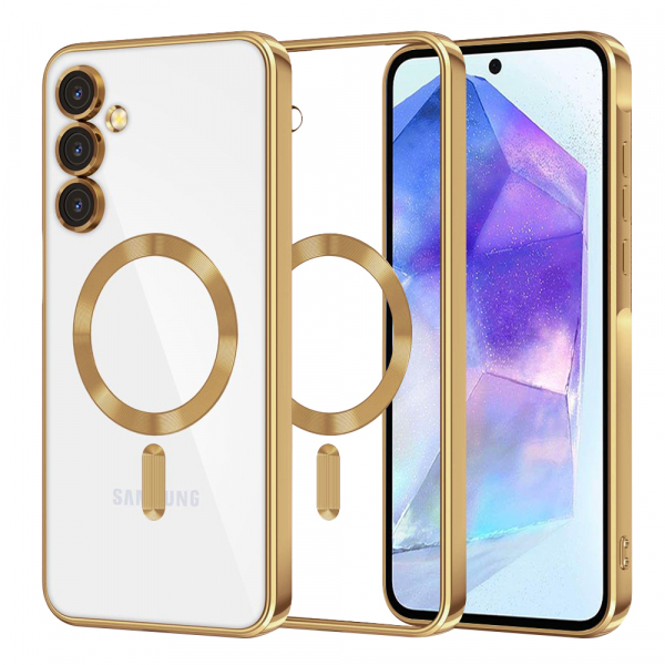 Husa MagSafe pentru Samsung Galaxy A55 5G A556, Techsuit, Luxury Crystal, Aurie