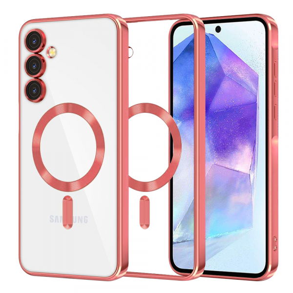 Husa MagSafe pentru Samsung Galaxy A55 5G A556, Techsuit, Luxury Crystal, Rosie