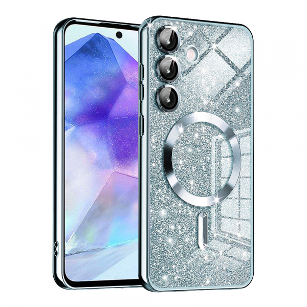 Husa MagSafe pentru Samsung Galaxy A55 5G A556, Techsuit, Luxury Glitter, Bleu
