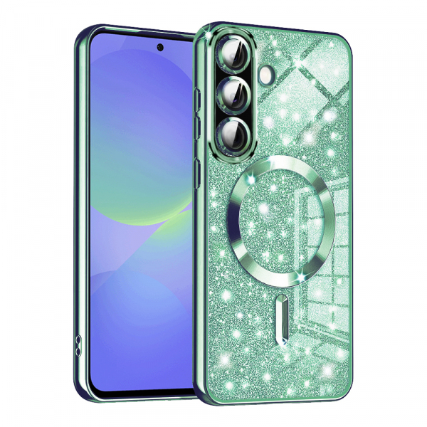 Husa MagSafe pentru Samsung Galaxy A56 A566 / A36 A366, Techsuit, Luxury Glitter, Verde Deschis