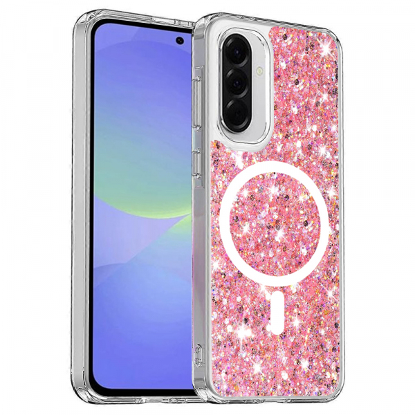 Husa MagSafe pentru Samsung Galaxy A56 A566 / A36 A366, Techsuit, Sparkly Glitter, Roz