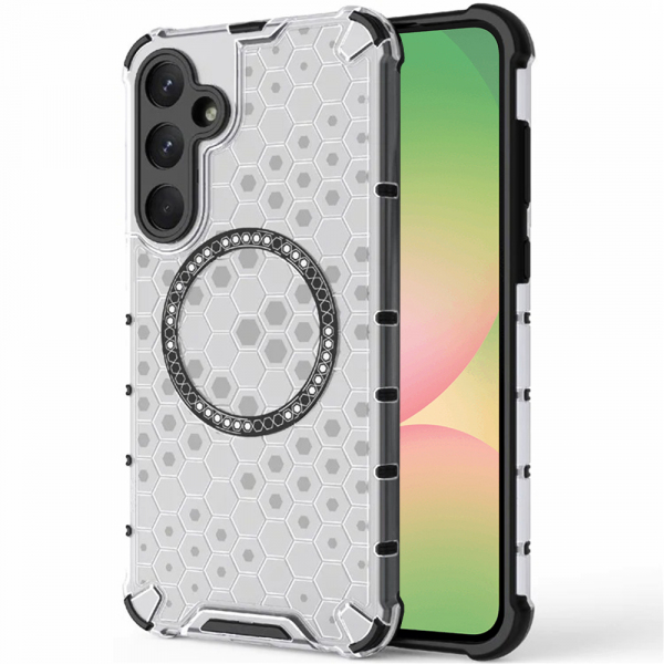 Husa MagSafe pentru Samsung Galaxy A56 A566, Techsuit, HoneyComb Shield, Alba
