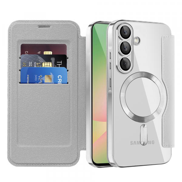 Husa MagSafe pentru Samsung Galaxy A56 A566, Techsuit, SmartMag Book, Gri